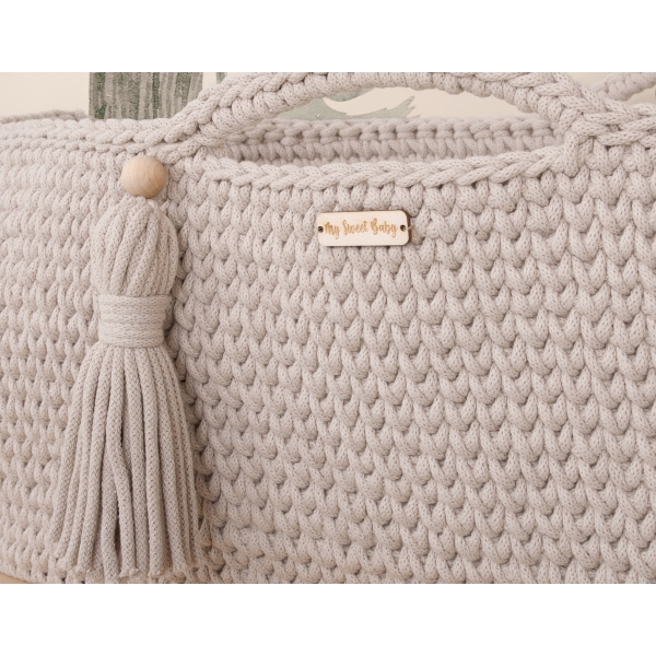 Handmade Moseskorb Boho - hell beige