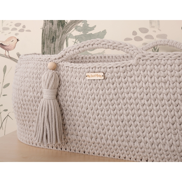 Handmade Moseskorb Boho - hell beige