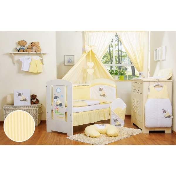 Himmel aus Baumwolle für Babybett - Esel Luca gelb