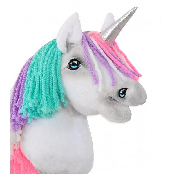 Hobby Horse Einhorn Steckenpferd mit bunter Mähne - weiß A4 minze
