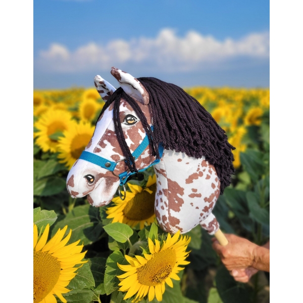 Hobby Horse Steckenpferd brauner Leopard mit schwarzer Mähne A3