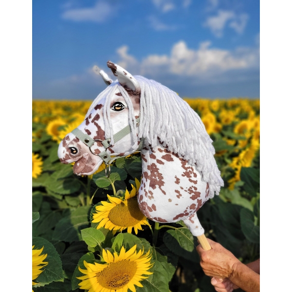 Hobby Horse Steckenpferd brauner Leopard mit weißen Mähne A3