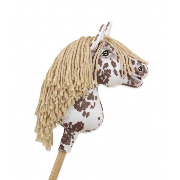 Hobby Horse Steckenpferd brauner Leopard Pferd mit beiger Mähne A4