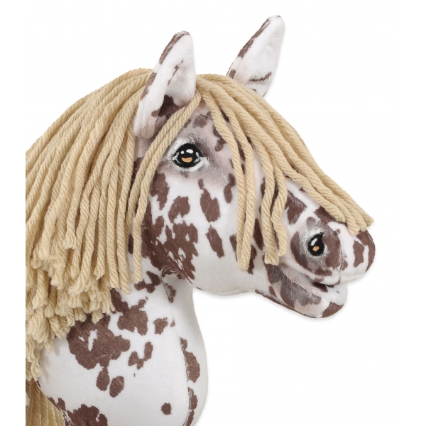 Hobby Horse Steckenpferd brauner Leopard Pferd mit beiger Mähne A4