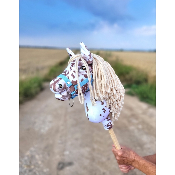Hobby Horse Steckenpferd brauner Leopard Pferd mit beiger Mähne A4