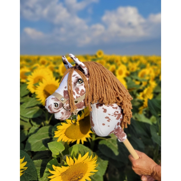 Hobby Horse Steckenpferd brauner Leopard Pferd mit brauner Mähne A4