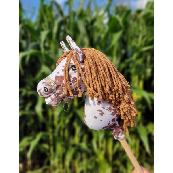 Hobby Horse Steckenpferd brauner Leopard Pferd mit brauner Mähne A4