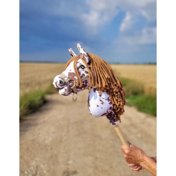 Hobby Horse Steckenpferd brauner Leopard Pferd mit brauner Mähne A4
