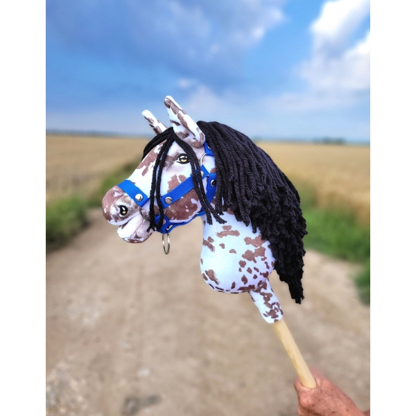 Hobby Horse Steckenpferd brauner Leopard Pferd mit schwarzer Mähne A4