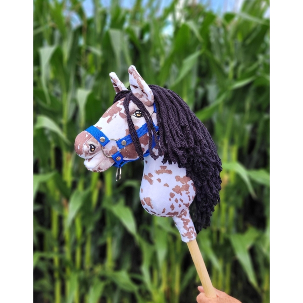 Hobby Horse Steckenpferd brauner Leopard Pferd mit schwarzer Mähne A4