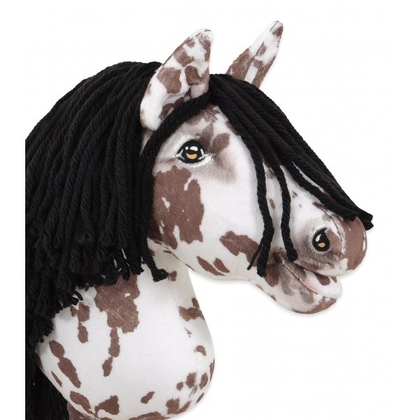 Hobby Horse Steckenpferd brauner Leopard Pferd mit schwarzer Mähne A4