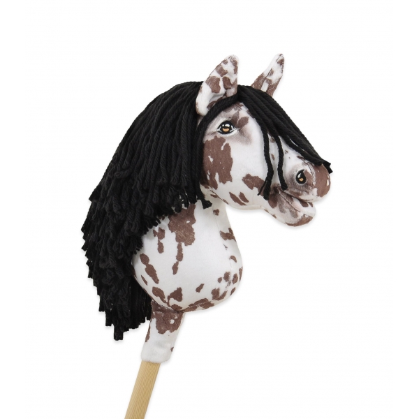 Hobby Horse Steckenpferd brauner Leopard Pferd mit schwarzer Mähne A4