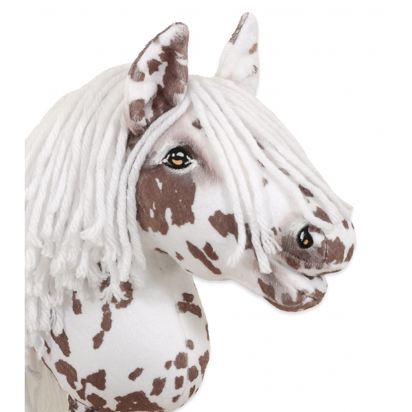 Hobby Horse Steckenpferd brauner Leopard Pferd mit weißen Mähne A4