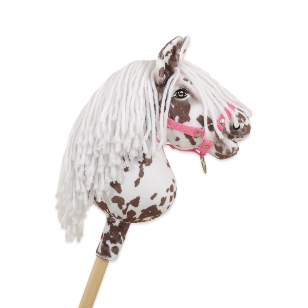 Hobby Horse Steckenpferd brauner Leopard Pferd mit weißen Mähne A4