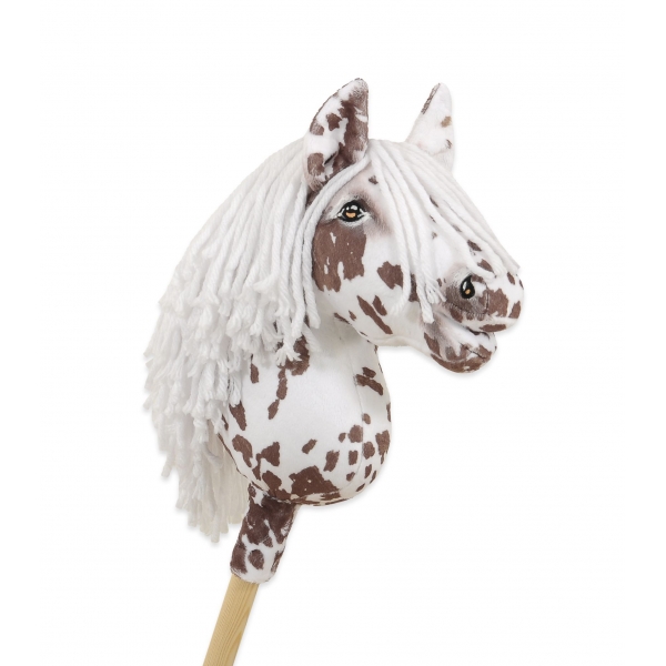 Hobby Horse Steckenpferd brauner Leopard Pferd mit weißen Mähne A4