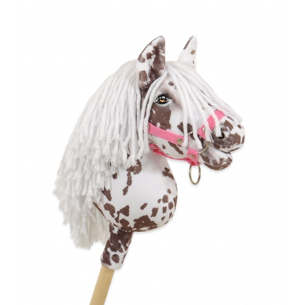Hobby Horse Steckenpferd brauner Leopard Pferd mit weißen Mähne A4