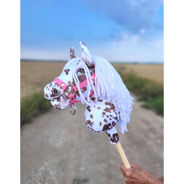 Hobby Horse Steckenpferd brauner Leopard Pferd mit weißen Mähne A4