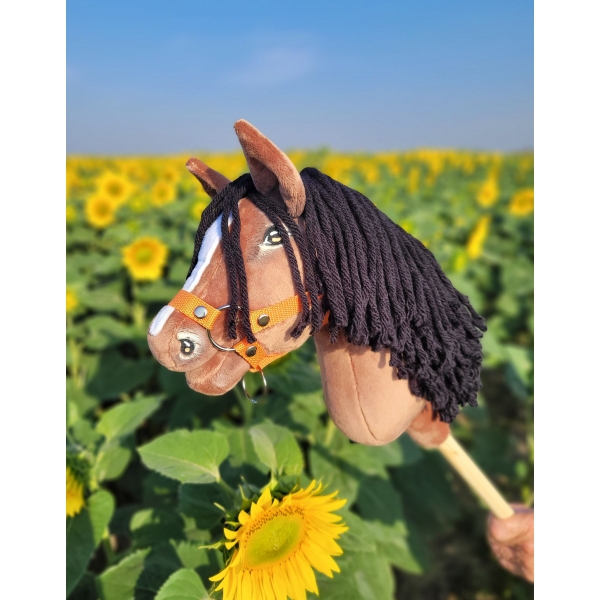 Hobby Horse Steckenpferd Pferd am Stiel Premium - Braunes Pferd A4