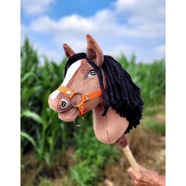 Hobby Horse Steckenpferd Pferd am Stiel Premium - Braunes Pferd A4