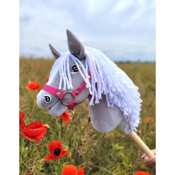 Hobby Horse Steckenpferd Pferd am Stiel Premium - graues Pferd III A4