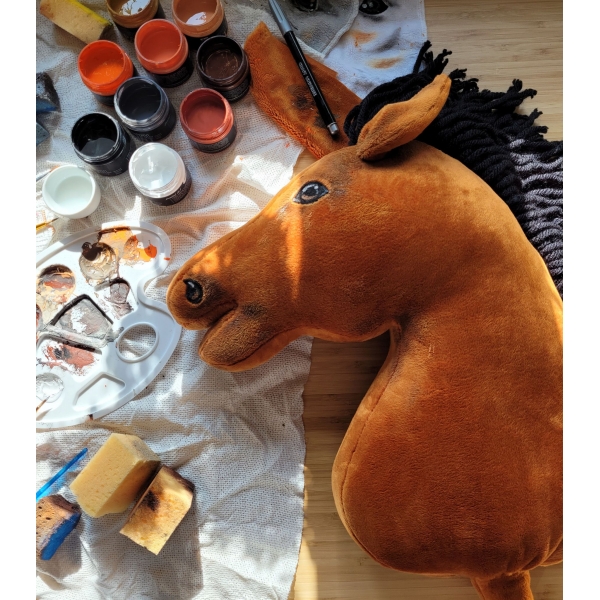Hobby Horse Steckenpferd Pferd am Stiel Premium - hellbraunes Pferd