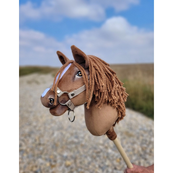 Hobby Horse Steckenpferd Pferd am Stiel Premium - helle Kastanie Pferd A4