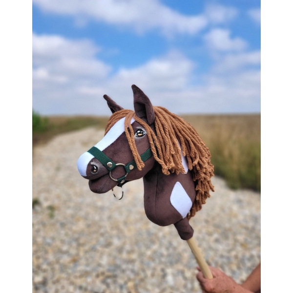 Hobby Horse Steckenpferd Pferd am Stiel Premium - western dunkelbraunes Pferd A4