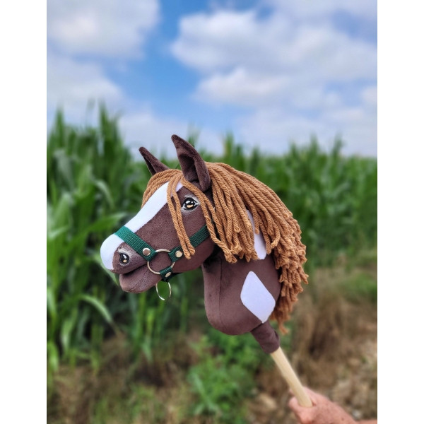 Hobby Horse Steckenpferd Pferd am Stiel Premium - western dunkelbraunes Pferd A4