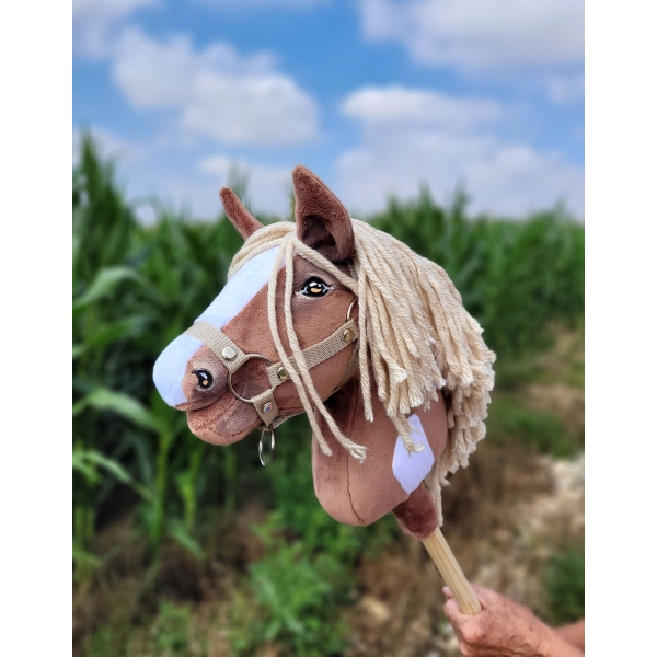 Hobby Horse Steckenpferd Pferd am Stiel Premium - western III braunes Pferd A4