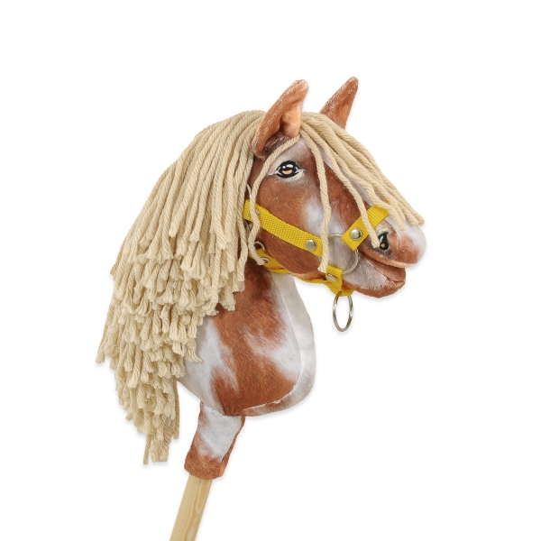 Hobby Horse Steckenpferd Pferd Tobiano mit beiger Mähne A4