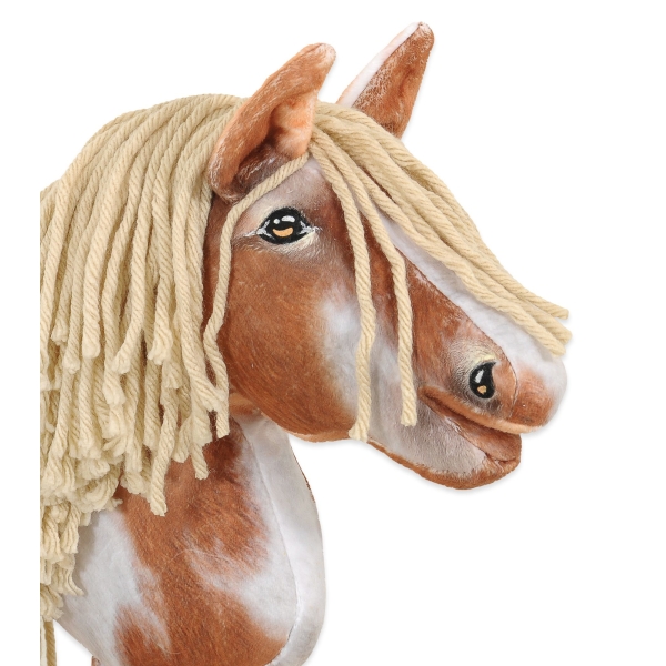 Hobby Horse Steckenpferd Pferd Tobiano mit beiger Mähne A4