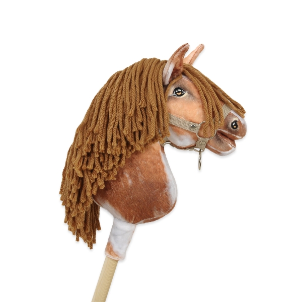 Hobby Horse Steckenpferd Tobiano mit brauner Mähne A4