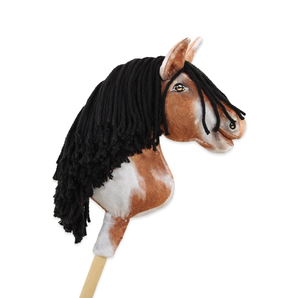 Hobby Horse Steckenpferd Tobiano mit schwarzer Mähne A4