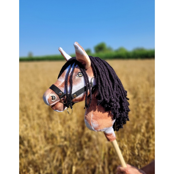Hobby Horse Steckenpferd Tobiano mit schwarzer Mähne A4