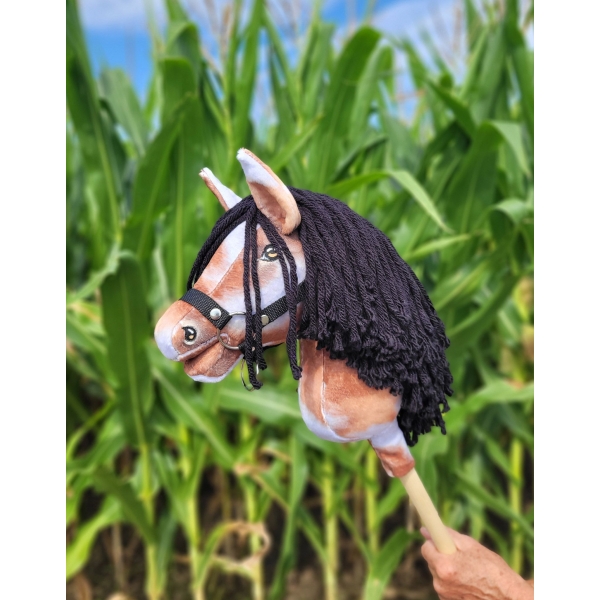 Hobby Horse Steckenpferd Tobiano mit schwarzer Mähne A4