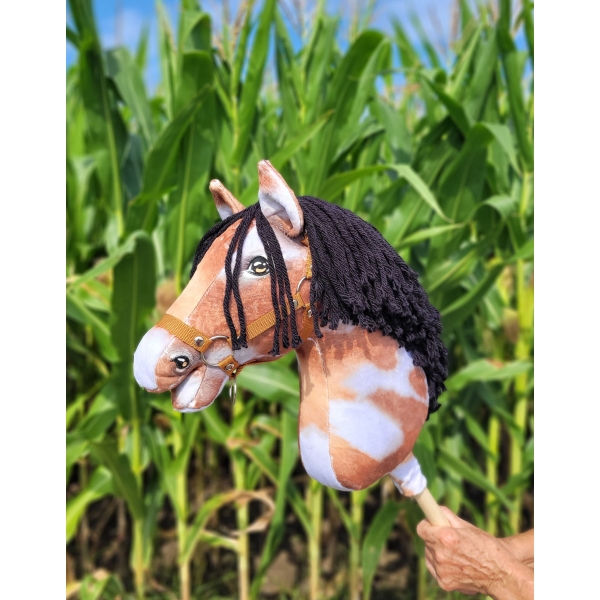 Hobby Horse Steckenpferd Tobiano mit schwarzer Mähne