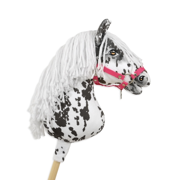 Hobby Horse Steckenpferd Weiß Leopard mit weißen Mähne A3