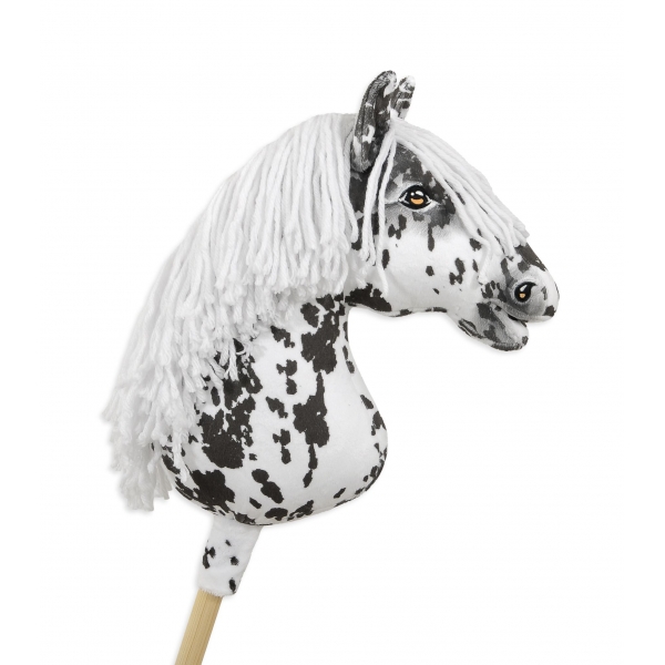 Hobby Horse Steckenpferd Weiß Leopard mit weißen Mähne A3
