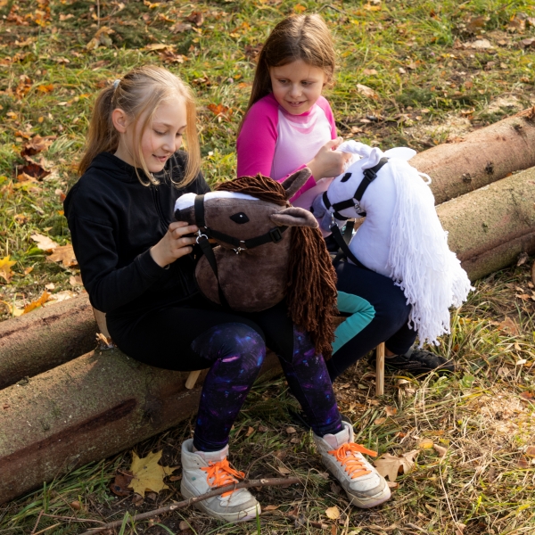 Hobby Horse Weiß Pferd  A3 mit Halfter und Zügel