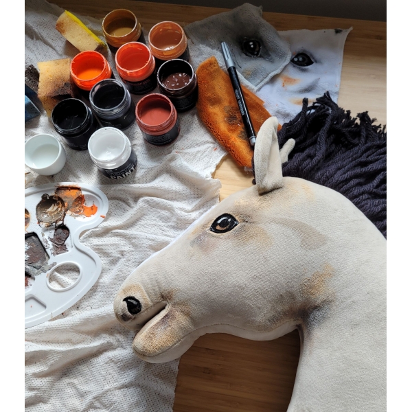 Hobby Horsing Steckenpferd Pferd am Stiel Premium - Gelbbraunes Pferd