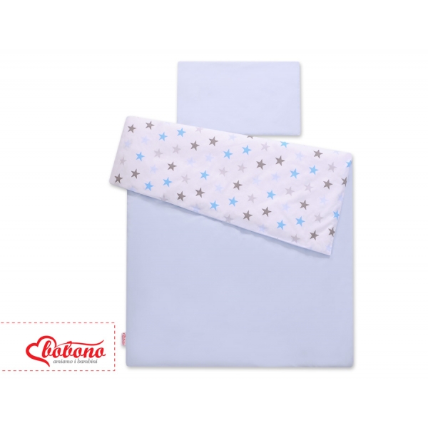 Juniorbett Bettwäsche Set 2-tlg 140x200 Junior -  Sternen grau -blau