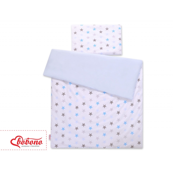 Juniorbett Bettwäsche Set 2-tlg 140x200 Junior -  Sternen grau -blau
