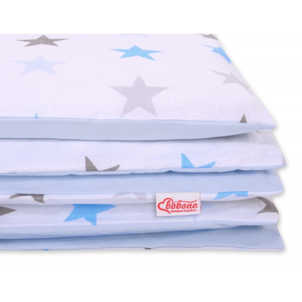 Juniorbett Bettwäsche Set 2-tlg 140x200 Junior -  Sternen grau -blau