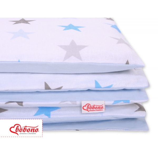 Juniorbett Bettwäsche Set 2-tlg 140x200 Junior -  Sternen grau -blau