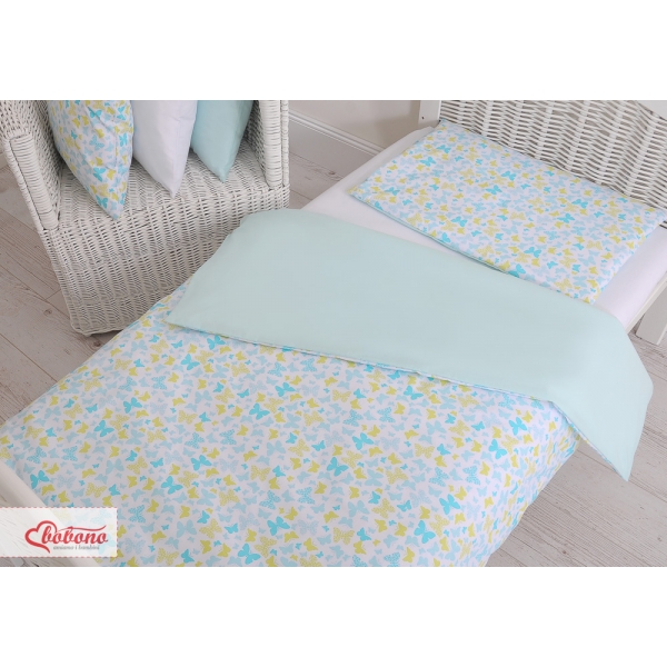 Juniorbett Bettwäsche Set 2-tlg 140x200 Junior - blaue Schmetterlinge