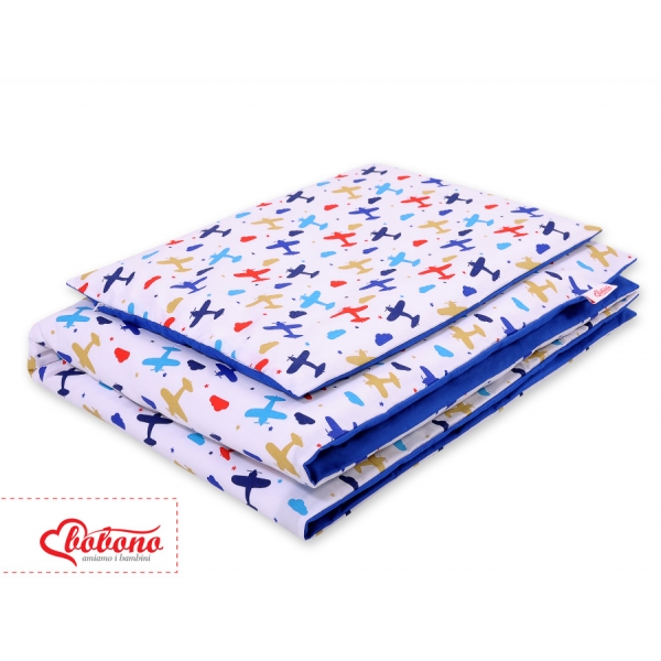 Juniorbett Bettwäsche Set 2-tlg 140x200 Junior - Flugzeuge dunkelblau