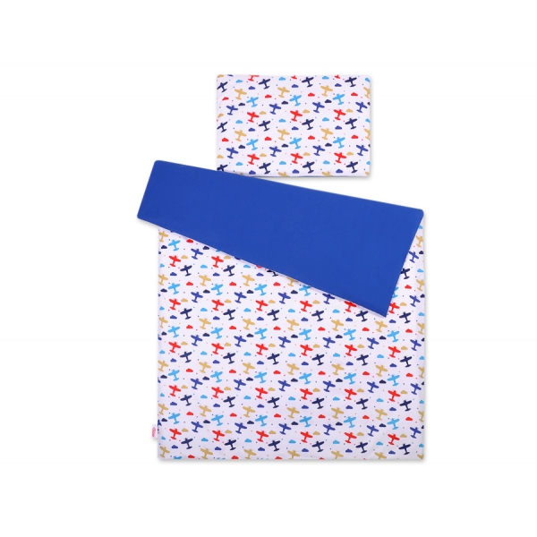 Juniorbett Bettwäsche Set 2-tlg 140x200 Junior - Flugzeuge dunkelblau