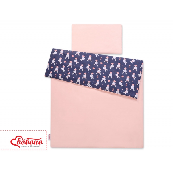 Juniorbett Bettwäsche Set 2-tlg 140x200 Junior - Hasen dunkelblau