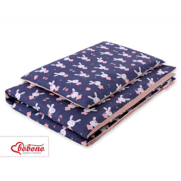 Juniorbett Bettwäsche Set 2-tlg 140x200 Junior - Hasen dunkelblau