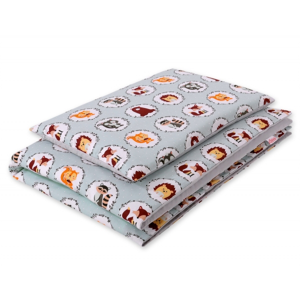 Juniorbett Bettwäsche Set 2-tlg 140x200 Junior - Minze Tierchen